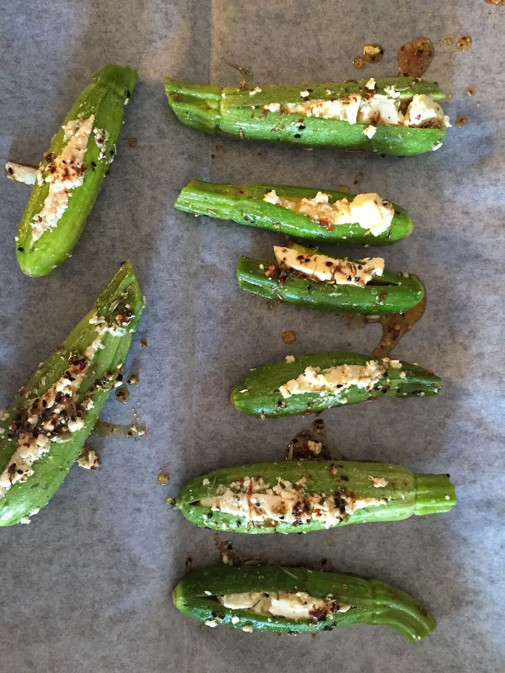 Oven-Roasted Baby Zucchini Stuffed with Cheese